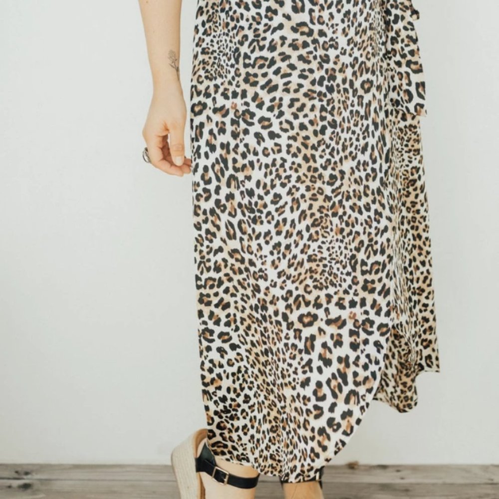 Carly Jean LosAngeles Tori Leopard Faux Wrap Skirt